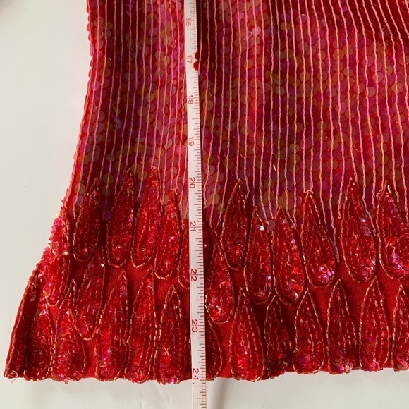 Vintage Red Sequin & Beaded Long Sleeve Top Small - Picture 6 of 8